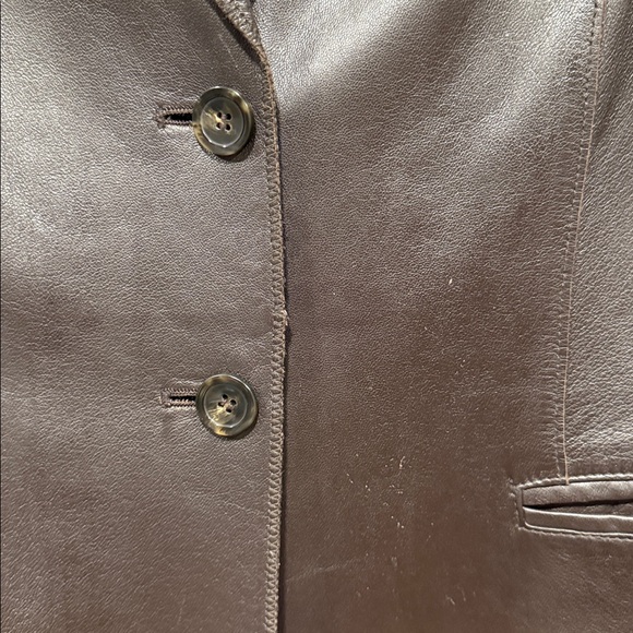 Jones New York Dark Brown Leather Blazer very nice light weight - Picture 5 of 7